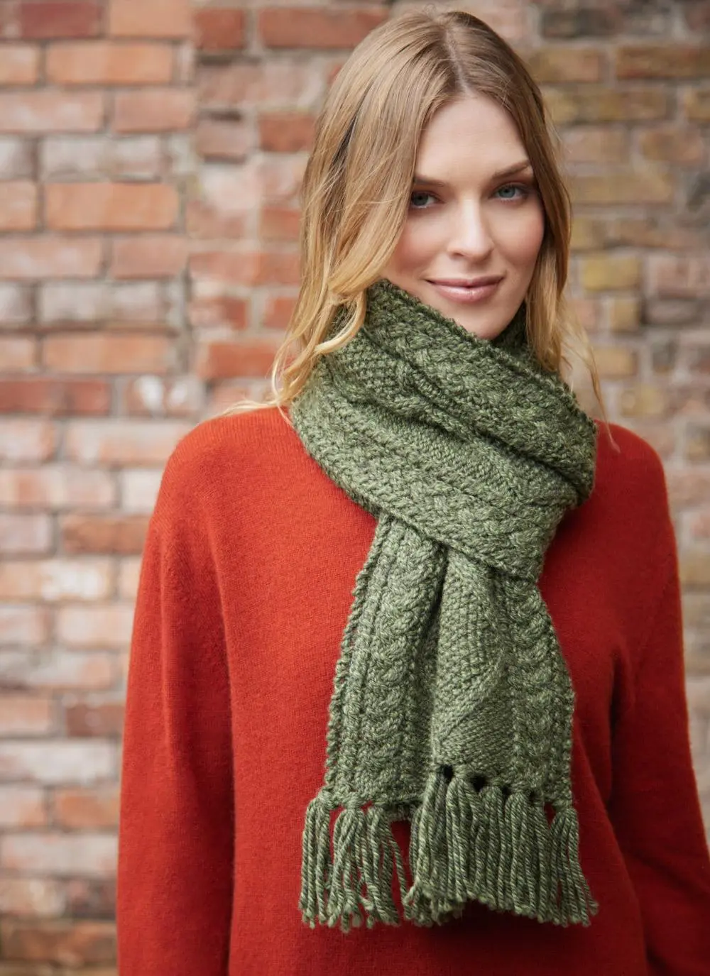 Hand-Knit Aran Scarf